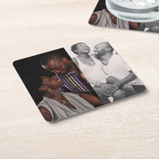 Angepasste 2-Foto-Doppelseiten Rechteckiger Pappuntersetzer (angewinkelt)