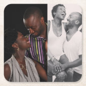 Angepasste 2-Foto-Doppelseiten Rechteckiger Pappuntersetzer (Vorderseite)