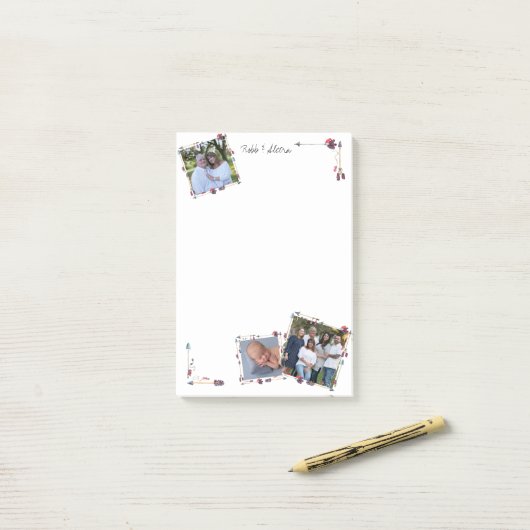 Angepasste 3-Foto-Tribal-Arrows Feathers Trendy Post-it Klebezettel (Auf Schreibtisch)