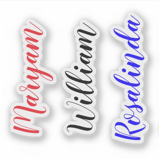 Angepasste 3 Namen, Text Script Wasserflaschen Auf Aufkleber (Vorderseite)