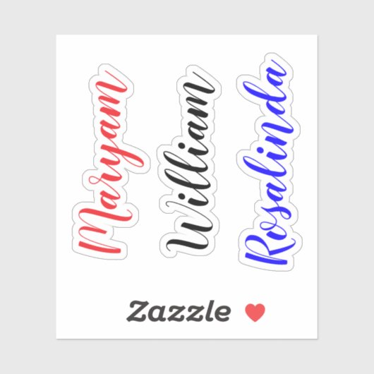 Angepasste 3 Namen, Text Script Wasserflaschen Auf Aufkleber (Blatt)