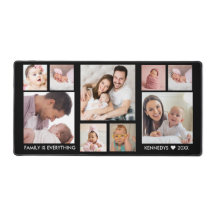 Angepasste 9-Foto Collage Familienname Zitat schwa