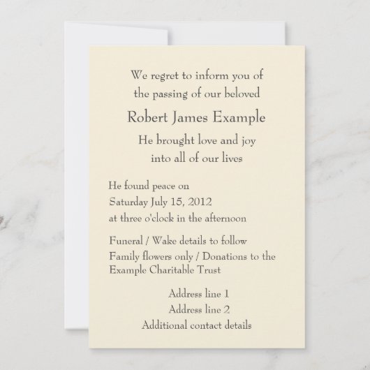 Angepasste Ankündigung des Todes (Sand) (Rückseite)