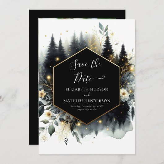 Angepasste, bezaubernde Waldhochzeit Save The Date (Vorne/Hinten)