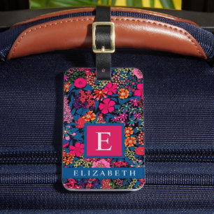 Angepasste Blaue Grüne Florale Rosa Blumen Gepäckanhänger