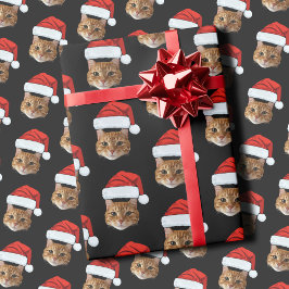 Angepasste Cat-Weihnachtsmannmütze Geschenkpapier