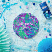 Angepasste Coole Aquamarine Groovy Geburtstagspart Pappteller (Party)