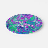 Angepasste Coole Aquamarine Groovy Geburtstagspart Pappteller (Schrägansicht)