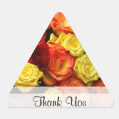 Angepasste "Danke" Gelb/Rot/Orange-Rose-Aufkleber Dreieckiger Aufkleber (Vorderseite)