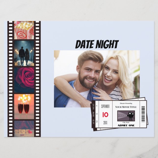 Angepasste Date Night Movie Scrapbook Seite (Vorderseite)