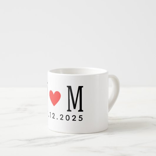 Angepasste Ehe Ehepaar Name Datum Rote Liebe Espressotasse (Vorderseite Rechts)
