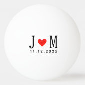 Angepasste Ehe Ehepaar Name Datum Rote Liebe Tischtennisball (Vorderseite)