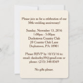 Angepasste Einladungen zum fünfzigsten Jahrestag (Rückseite)