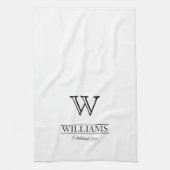 Angepasste elegante Monogram-Familienname Geschirrtuch (Vertikal)