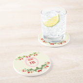 Angepasste Erdbeere Mit Monogramm Getränkeuntersetzer (Seite)