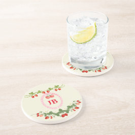 Angepasste Erdbeere Mit Monogramm Getränkeuntersetzer