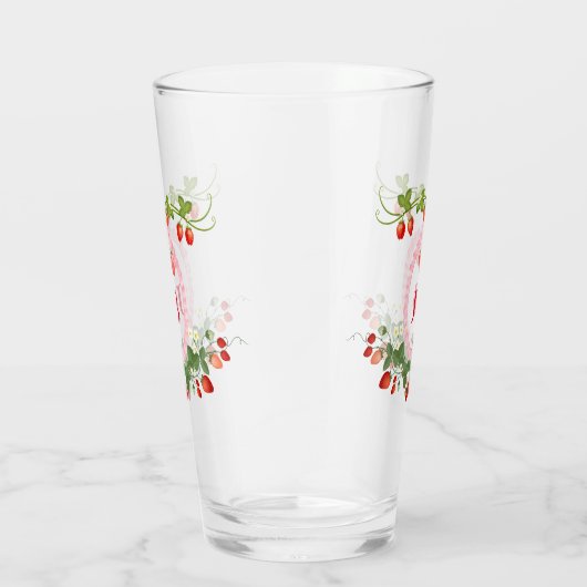 Angepasste Erdbeere Mit Monogramm Glas (Rechts)