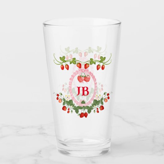 Angepasste Erdbeere Mit Monogramm Glas (Vorderseite)