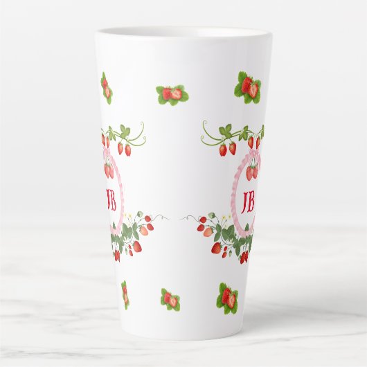 Angepasste Erdbeere Mit Monogramm Milchtasse (Vorderseite)
