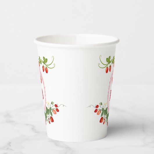 Angepasste Erdbeere Mit Monogramm Pappbecher (Links)