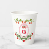 Angepasste Erdbeere Mit Monogramm Pappbecher (Vorderseite)