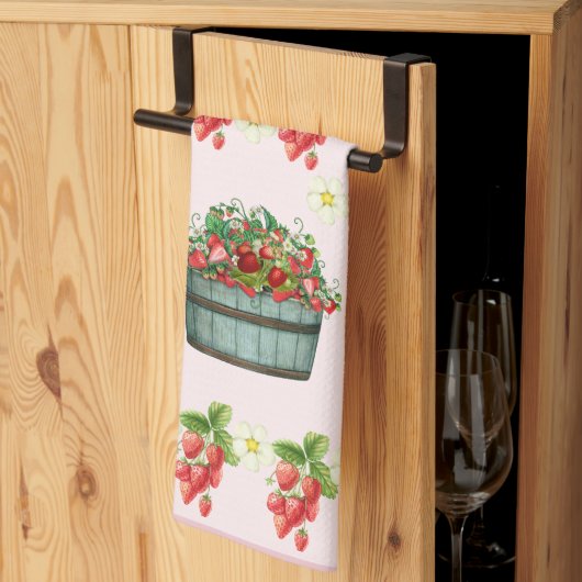 Angepasste Erdbeere Mit Monogramm - Personalisiert Geschirrtuch (Drittel gefaltet)