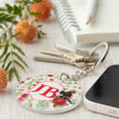 Angepasste Erdbeere Mit Monogramm Schlüsselanhänger (Vorderseite rechts)