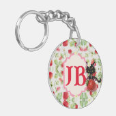 Angepasste Erdbeere Mit Monogramm Schlüsselanhänger (Vorderseite links)