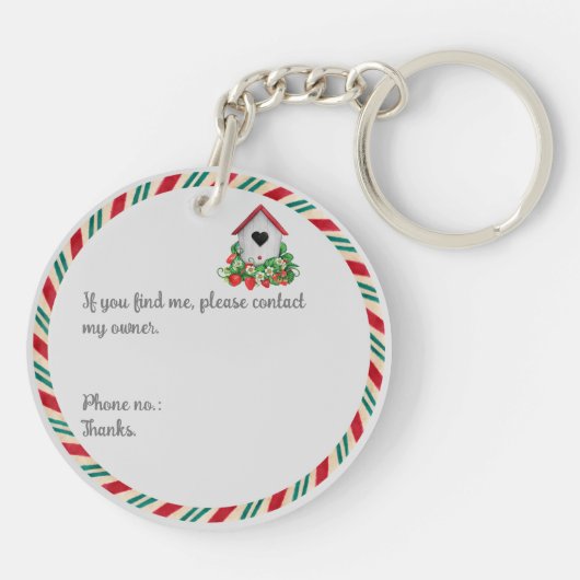 Angepasste Erdbeere Mit Monogramm Schlüsselanhänger (Rückseite)