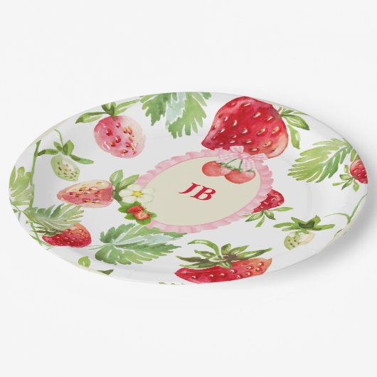 Angepasste Erdbeere Pappteller (Schrägansicht)