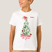 Angepasste Familienname Weihnachtsbaum Santa T-Shirt (Vorderseite)