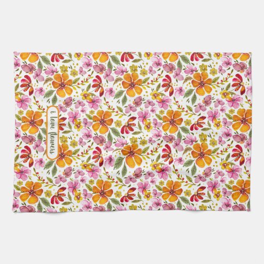 Angepasste Finally Spring Watercolor Floral Geschirrtuch (Horizontal)