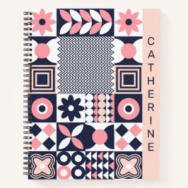 Angepasste florale Geometrie des mittleren Jahrhun Notizblock