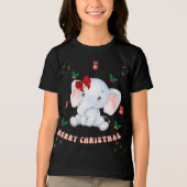 Angepasste frohe Weihnachten mit Baby Elefanten Tri-Blend Shirt (Vorderseite)