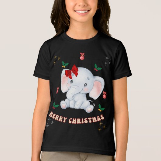 Angepasste frohe Weihnachten mit Baby Elefanten Tri-Blend Shirt (Vorderseite)