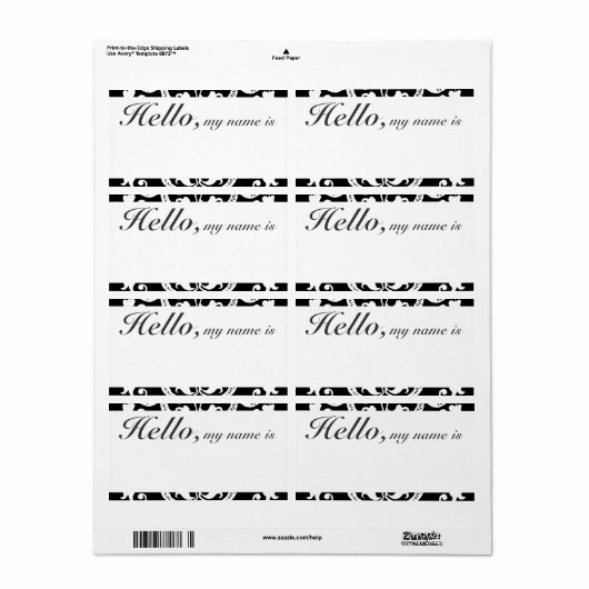 Angepasste Geblüht Grenzname Tag B&W (Vorne)