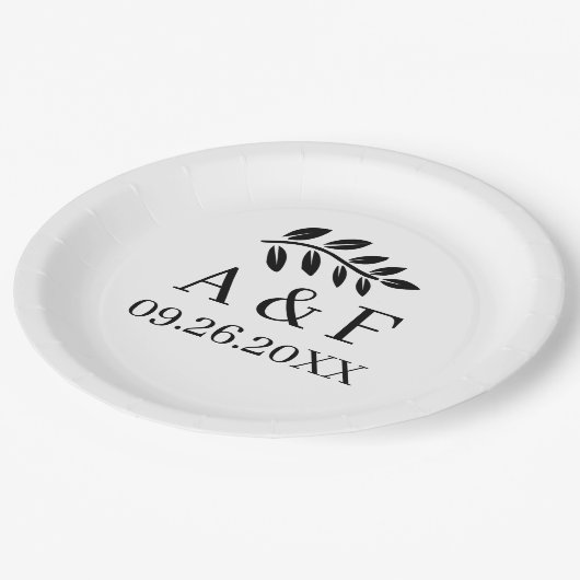 Angepasste gedruckte Teller Zeitleaf-Monogramm (Schrägansicht)