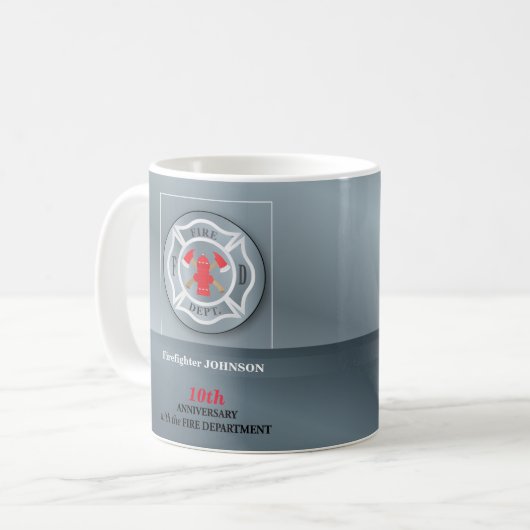 Angepasste, Jubiläumsfeier mit Feuerwehr Kaffeetasse (Vorderseite Links)