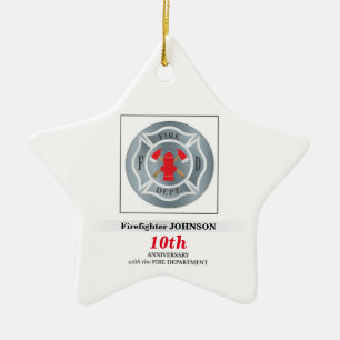Angepasste, Jubiläumsfeier mit Feuerwehr Keramik Ornament