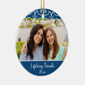 Angepasste lebenslange Freunde 2-seitiges Foto Wei Keramik Ornament (Rechts)