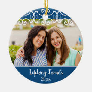 Angepasste lebenslange Freunde 2-seitiges Foto Wei Keramik Ornament