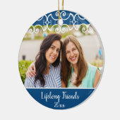 Angepasste lebenslange Freunde 2-seitiges Foto Wei Keramik Ornament (Links)