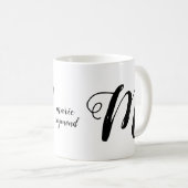 Angepasste M-Buchstabenmonogramm b/w Kaffeetasse (VorderseiteRechts)