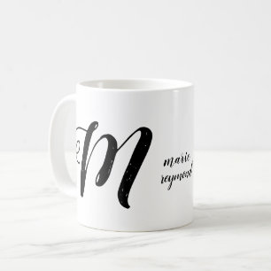 Angepasste M-Buchstabenmonogramm b/w Kaffeetasse