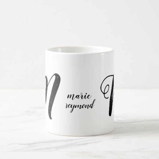 Angepasste M-Buchstabenmonogramm b/w Kaffeetasse (Mittel)