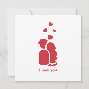 Angepasste Marke Red White Simple Couple and Heart Dankeskarte
