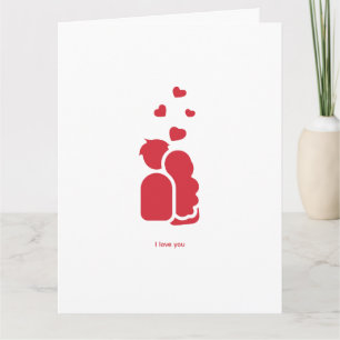 Angepasste Marke Red White Simple Couple and Heart Karte