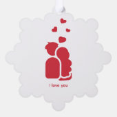 Angepasste Marke Red White Simple Couple and Heart Ornament Karte (Rückseite)