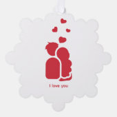 Angepasste Marke Red White Simple Couple and Heart Ornament Karte (Vorderseite)