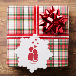 Angepasste Marke Red White Simple Couple and Heart Ornament Karte